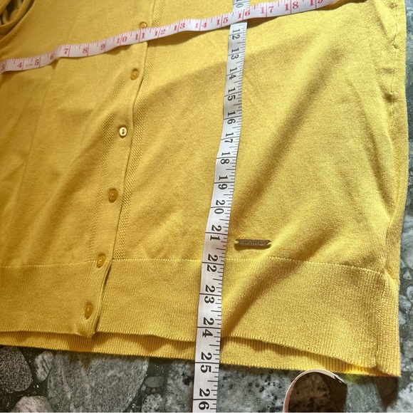 Ellen Tracy Cardigan Scoop Neck Yellow Gold Sweater Size XL - Picture 11 of 12
